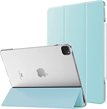 MoKo Case Fit iPad Pro 12.9 6th Generation 2022/5th Gen 2021, [Support Apple Pencil Charging] Slim Lightweight Semi-Translucent Shell Protective Smart Cover, with Auto Wake/Sleep,Sky Blue