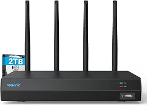 Reolink 4K 12CH WiFi NVR mit WiFi 6 und 2,4/5 GHz Dualband WLAN, integrierte 2TB HDD, unterstützt Reolink WiFi-Kameras (Keine PoE-Ports), 24/7 Aufzeichnung für Überwachungssystem, RLN12W