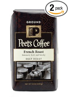 Peet's Ground Coffee, French Roast, Dark Roast, 12-Ounce Bags (Pack of 2)