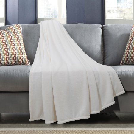Bedsure Soft Cozy Warming Flannel Blanket - 100 Microfiber 108x90 IVORY