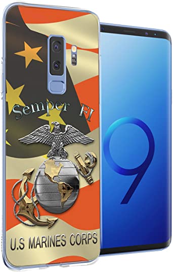 Fit for Samsung Galaxy S9 Plus Phone Case Cute Marine Corps USMC Design Protective Soft TPU Flexible Phone Cover for Galaxy s9 Plus Gift for Women Girls Men Anti-Drop-Scratch Shockproof Bumper
