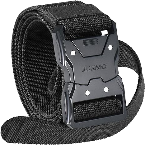 JUKMO Quick Release Tactical Belt, Military Work 1.5" Nylon Web Hiking Belt with Heavy Duty Seatbelt Buckle