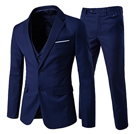 Cloudstyle Men's Modern Fit 3-Piece Suit Blazer Jacket Tux Vest & Trousers