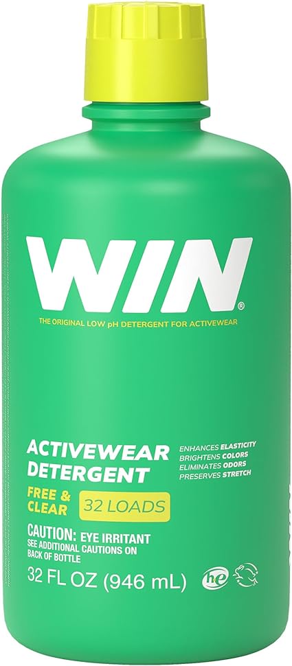 WIN Activewear Detergent - Free and Clear (Green) 946 ml / 32 Fl Oz - Sports Detergent for Sweaty Workout Clothes - Removes Odor from Running Cycling Yoga Apparel and Football Hockey Lacrosse Gymnastics and Martial Arts Uniforms