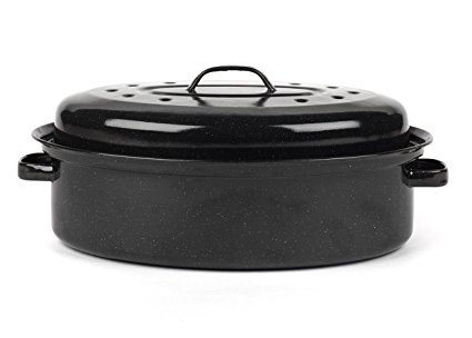 Russell Hobbs CW11491AR Vitreous Enamel Self Basting Roaster with Lid, 36 cm, Black