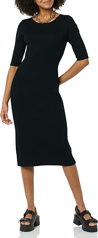 Daily Ritual Women's Twist Back Fine Gauge Sweater Dress