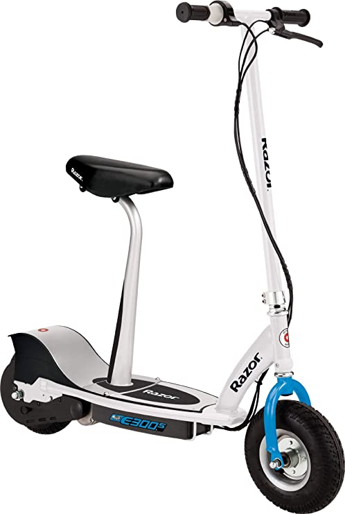 Razor E300S Seated Electric Scooter - White/Blue - FFP