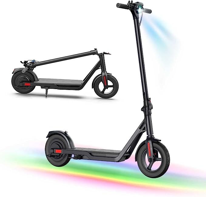 SISIGAD Electric Scooter Adults, 500W Max 22 Mile Range and 19 Mph Speed, 10" Solid Tires, Lightweight and Foldable Scooter Electric, e Scooter with Electric/Mech Brakes for Adults