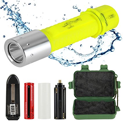 RedSun Diving Flashlight, Bright LED Submarine Light Scuba Safety Lights Waterproof Underwater Torch or Scuba Diving Outdoor Under water Sport