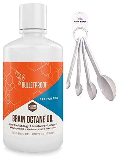 Bulletproof Brain Octane Oil 32 oz - With Convenient Measuring Spoon Set