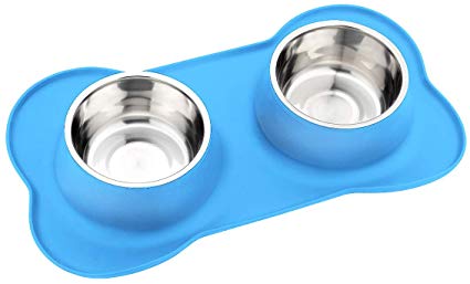 URPOWER Dog Bowls Stainless Steel Dog Bowl with No Spill Non-Skid Silicone Mat 53 oz Feeder Bowls Pet Bowl for Dogs Cats and Pets