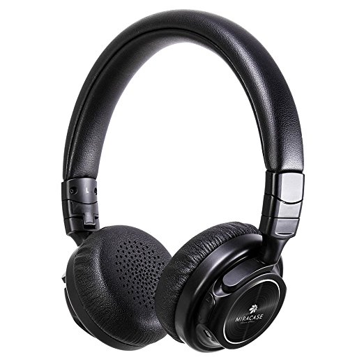Miracase Wireless Bluetooth Headphones Over Ear, Active Noise Cancelling, Hi-Fi Stereo Headset, Foldable,Soft Earmuff, w/ Built-in Mic, Rechargeable long duration up to 13hrs, Black