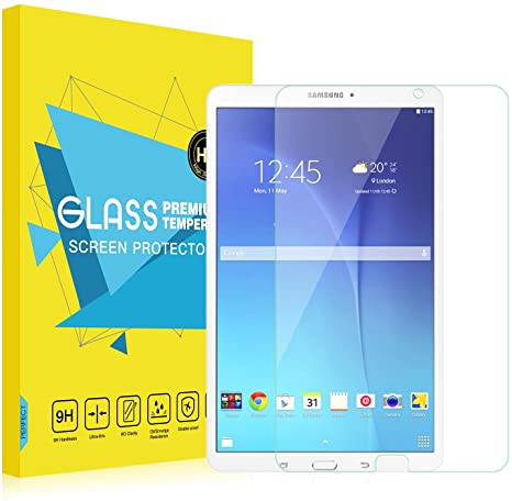 MoKo Samsung Tab E/Tab E Nook 9.6 Inch 2015 Screen Protector, [Scratch Terminator] Premium HD Clear 9H Hardness Tempered Glass Film with Oleophobic Coating (Fit Both WiFi and Verizon 4G LTE Version)