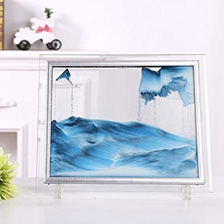 Dynamic Moving Sand Picture,Sand Art,Best Gift to your friend with Gift Card(Black,White,Blue) (M)
