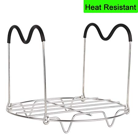 [Upgrade Version] Steamer Rack Trivet with Heat Resistant Handles Compatible for Instant Pot 6 & 8 qt Accessories - Great for Lifting out Springform Pan/Cheesecake Pan