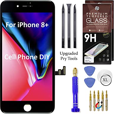 Cell Phone DIY Black LCD Screen Replacement Kit Compatible with iPhone 8 Plus 5.5"