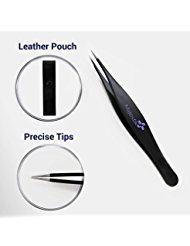 Majestik  Precision Tweezers For Ingrown Hair - Professional Pointed Tweezer – Eyebrow And Splinter Removal Tweezers, Pointed Tip For Stubble, Facial Hair- Perfectly Aligned Tips In Black