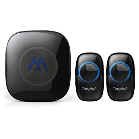 Magicfly Portable Wireless Doorbell Chime Kit 1000-feet Range 52 Melodies, Black