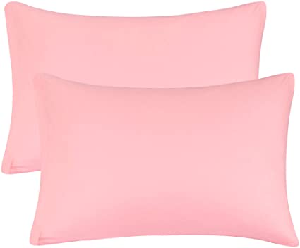 uxcell Zippered Standard Pillow Cases Pillowcases Covers Protectors, Egyptian Cotton 300 Thread Count, Pack of 2, Queen(20"x30") Light Pink