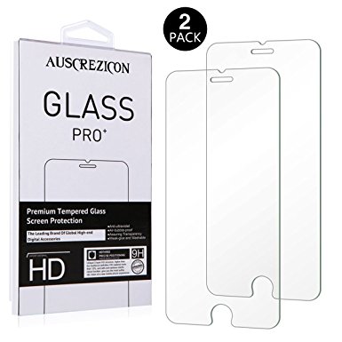iPhone 7 plus screen protector. AUSCREZICON 2-pack 0.26mm 9H tempered glass,bubble free,case friendly,life-time warranty,anti-scratching,oil-free protector for iphone 7 Plus