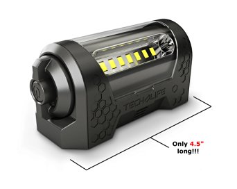 Tech-Light Magnetic LED Rechargeable Work Light Rotating Beam Waterproof Compact 4 Brightness Settings Runs 8hrs on Max 300lm Great for Mechanics Campers Hunters