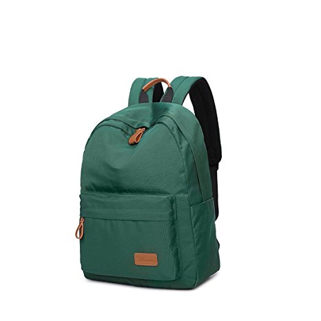 Joymoze Classical Pure Color Waterproof School Backpack for teenagers Retro Casual Backpack Dark Green 840