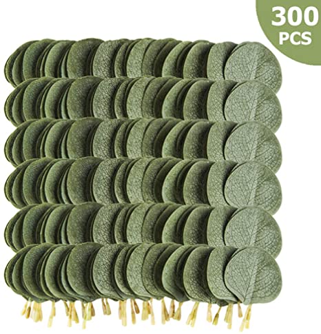 Meiliy 300pcs Bulk Eucalyptus Leaves Artificial Greenery Fake Green Leaves for DIY Wreath Wedding Boutonnieres Corsages Baby Shower Cake Flower Decorations