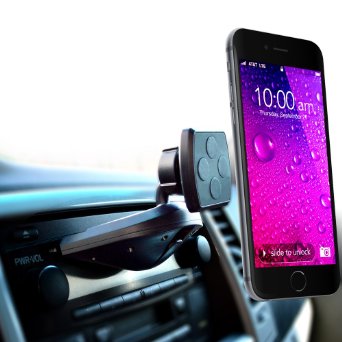 Car Mount MintCell Magnetic Cradle-less Smartphone Car Holder - Enhanced CD Slot One Snap Version for all iPhones and Samsung Galaxy Note LG G4 and other cell Phones and Mobile Devices