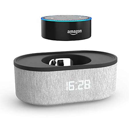 Amazon Echo Dot 2nd Generation Bedside Speaker with USB Charging Port and LED Clock (Only Supports 24 Hour Military Time Format)