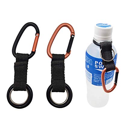 Hongfa 2Pcs Portable Carabiner Water Bottle Drink Buckle Hook Holder Clip Key Chain Ring for Camping Hiking Traveling