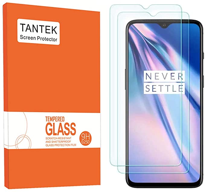 TANTEK [2-Pack] Screen Protector for OnePlus 7T,6.55-Inch,Tempered Glass Film,Ultra Clear,Anti Scratch,Bubble Free,Case Friendly