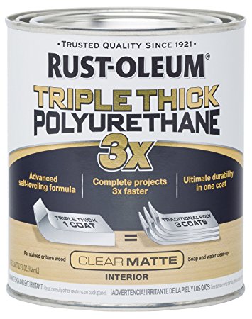 Rust-Oleum 302736 Triple Thick Polyurethane, Matte, 32 Oz, Clear