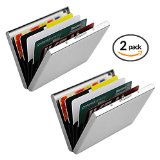 Credit Card Holder for Women and Men 2 Pack  Slim and Stylish RFID Blocking Stainless Steel Wallet Case Protector  Enjoy Premium Protection for Your Credit Cards and ID  100 Satisfaction Guarantee