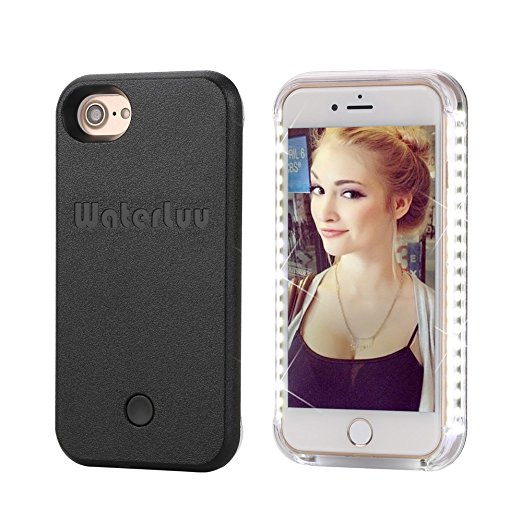iPhone 7 Led Selfie Case ,WaterLuu Led Illuminated Selfie Cell Phone Case for iPhone 7, Great for Bright Selfie (Black)