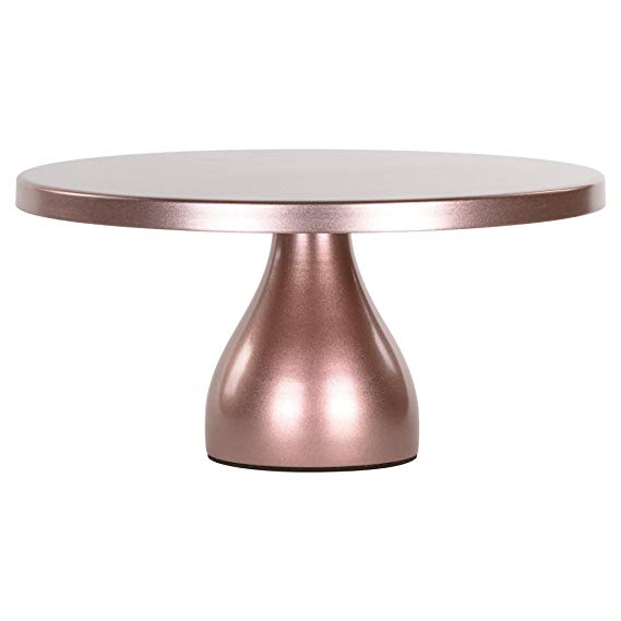 Jocelyn Collection 12 Inch Rose Gold Cake Stand, Modern Round Metal Wedding Birthday Party Dessert Cupcake Display Pedestal