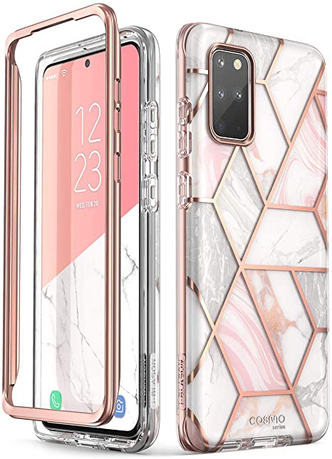 i-Blason Cosmo Series Case for Samsung Galaxy S20  Plus 6.7 Inch, Stylish Glitter Protective Bumper Case Without Built-in Screen Protector (Marble)