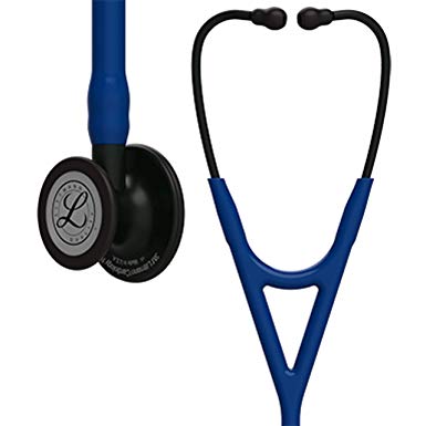 3M Littmann Cardiology IV Diagnostic Stethoscope, Black-Finish Chestpiece, Navy Blue Tube,  Black Stem and Headset, 27 inch, 6168