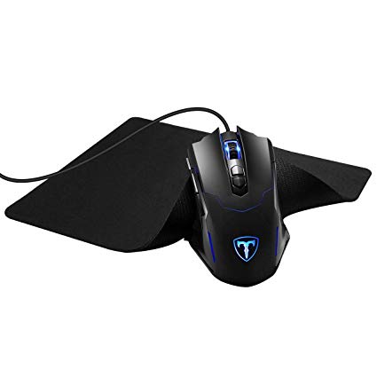 PICTEK Gaming Mouse, [New Model   Mouse Pad][7200 DPI] Gaming Mice, Wired Mouse, Computer Mouse PC Mouse 7200 DPI Programmable LED Mice with 5 DPI Adjustable, 7 Buttons for Gamer Win 10/8/7/XP