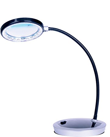 PURElite CFPL10 LED Magnifying Table Lamp 16 LEDs 10cm Lens Dimmer Mains/Battery