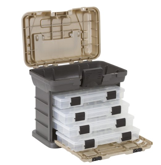Plano Molding 1354 Stow N Go Tool Box with 4 23500 Series StowAways, Graphite Gray and Sandstone