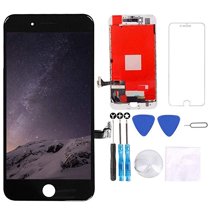Screen Replacement for iPhone 8 Plus Black 5.5" LCD Display Touch Digitizer Frame Assembly Full Repair Kit, with Screen Protector, Repair Tools