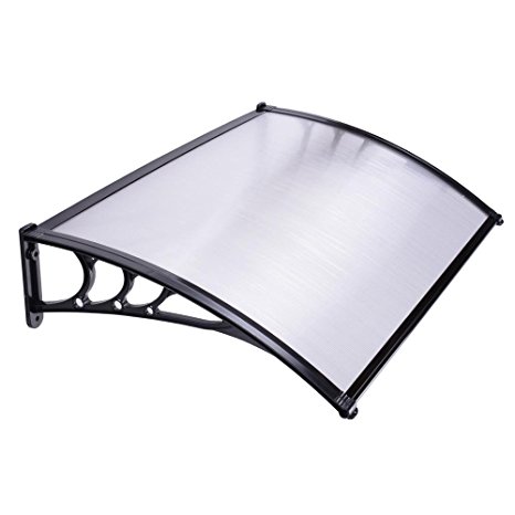 ReaseJoy Window Door Canopy Patio Porch Awning Shelter Cover Clear PC Hollow Polycarbonate Sheet 120x80cm White & Black