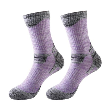 YUEDGE Women's 2 Pack Antiskid Wicking Cotton Socks For Outdoor Camping Hiking Sports