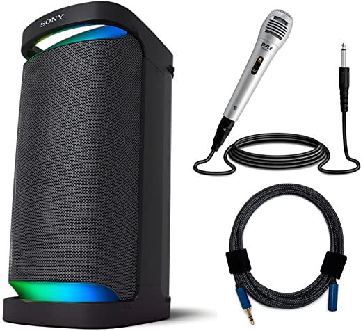 Sony XP700 X-Series Portable Bluetooth Wireless Party Speaker with Professional Dynamic Mic and Knox Gear Nylon Braided Audio Extension Cable Bundle (3 Items)