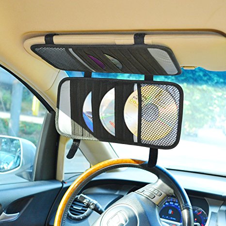 TFY Car Visor Organizer. Triple-layer, 30 CD/DVD Disk Storage Holder - Black