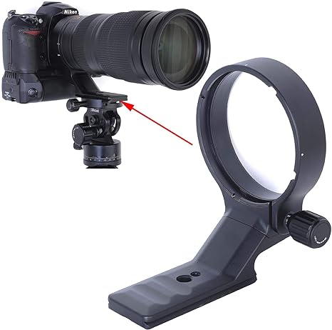 iShoot Lens Collar Compatible with Nikon AF-S NIKKOR 200-500mm f/5.6E ED VR, Lens Tripod Mount Ring Support Bracket Holder, Bottom is ARCA Fit Quick Release Plate for Tripod Ball Head ARCA-Swiss Type