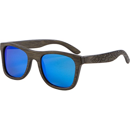 Shiner Bamboo Wood Sunglasses - UV400 Polarized Lenses, Wayfarer Style