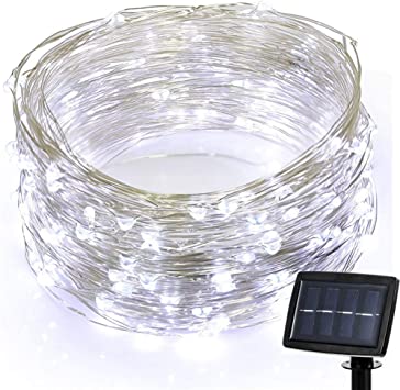 FILOL household products 2M 20 LED String Copper Wire Lights Flexible Copper Wire, Decorative Lights for Festival Party,Outdoor Solar Powered Copper Wire Light String Fairy Party Decor (White)