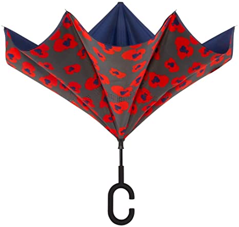 ShedRain UnbelievaBrella Fashion Floral Print Reverse Umbrella: Inga Poppies