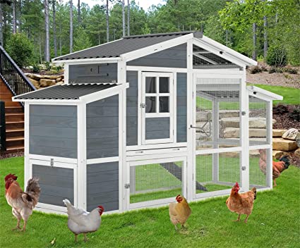 AECOJOY 81” Large Chicken Coop, Outdoor Wooden Hen House Poultry Cage Multi-Level Hutch w/ Nesting Boxes & Run for Backyard